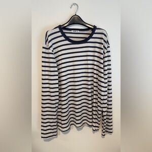 Buck Mason Black and White Striped Long Sleeve Tee